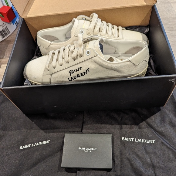 YSL COURT CLASSIC EMBROIDERED SNEAKERS IN CANVAS AND LEATHER - Picture 6 of 7